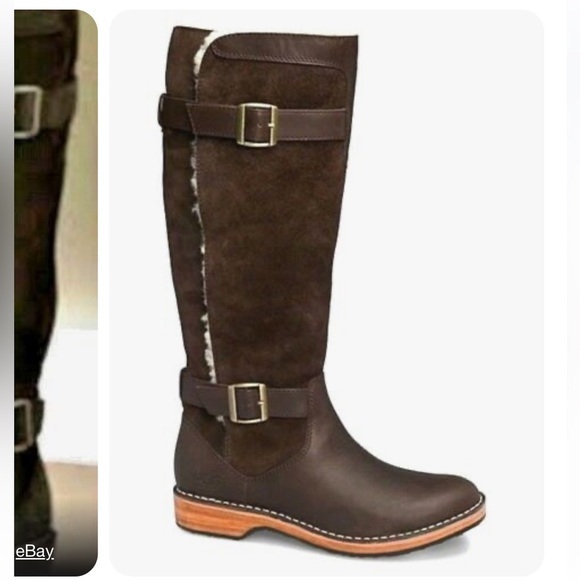 UGG Australia women’s dunwich chocolate brown suede and leather boots size 7 EUC - Picture 1 of 11